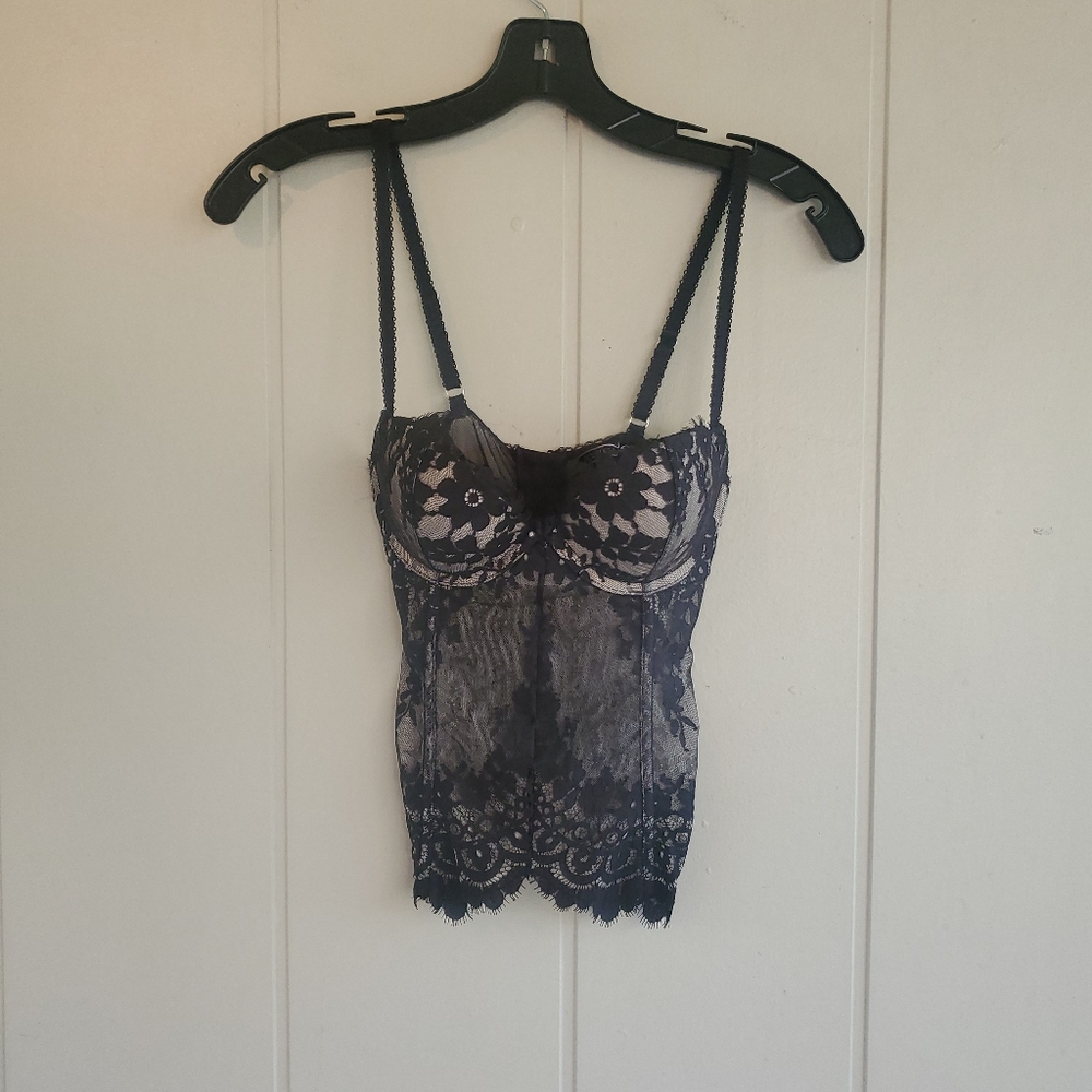 Victoria's Secret Corset 34B Very Sexy Bustier Boned Lace Semi Sheer Y2k